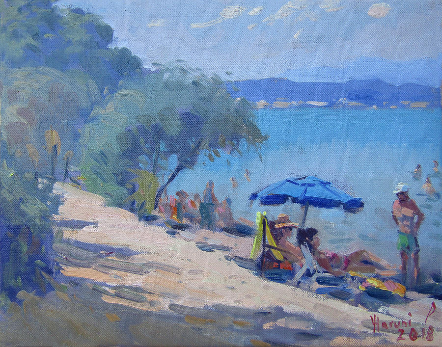 Tree Painting - Dilesi Beach Athens  by Ylli Haruni