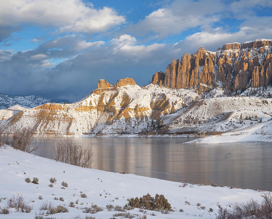Dillon Pinnacles In Winter, Curecanti National Recreation Area, Colorado Photograph by Tim Fitzharris