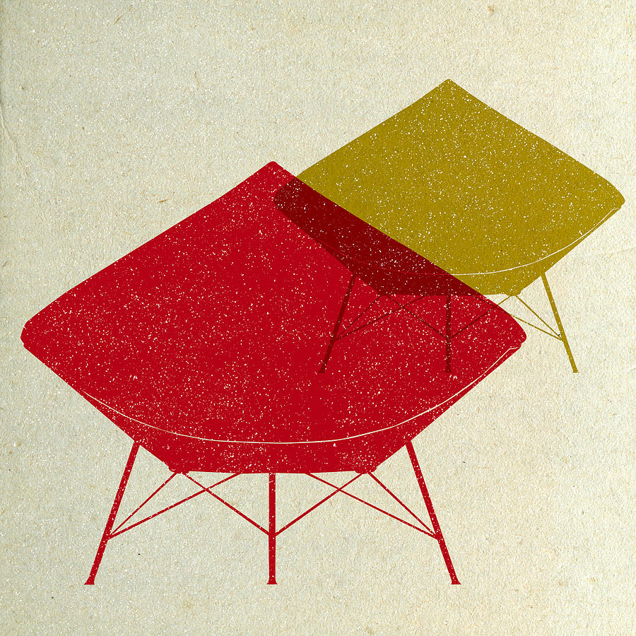 Mid-century Digital Art - Dimond Lounge Chairs I by Naxart Studio Mid-century Digital Art - Dimond Lounge Chairs I by Naxart Studio