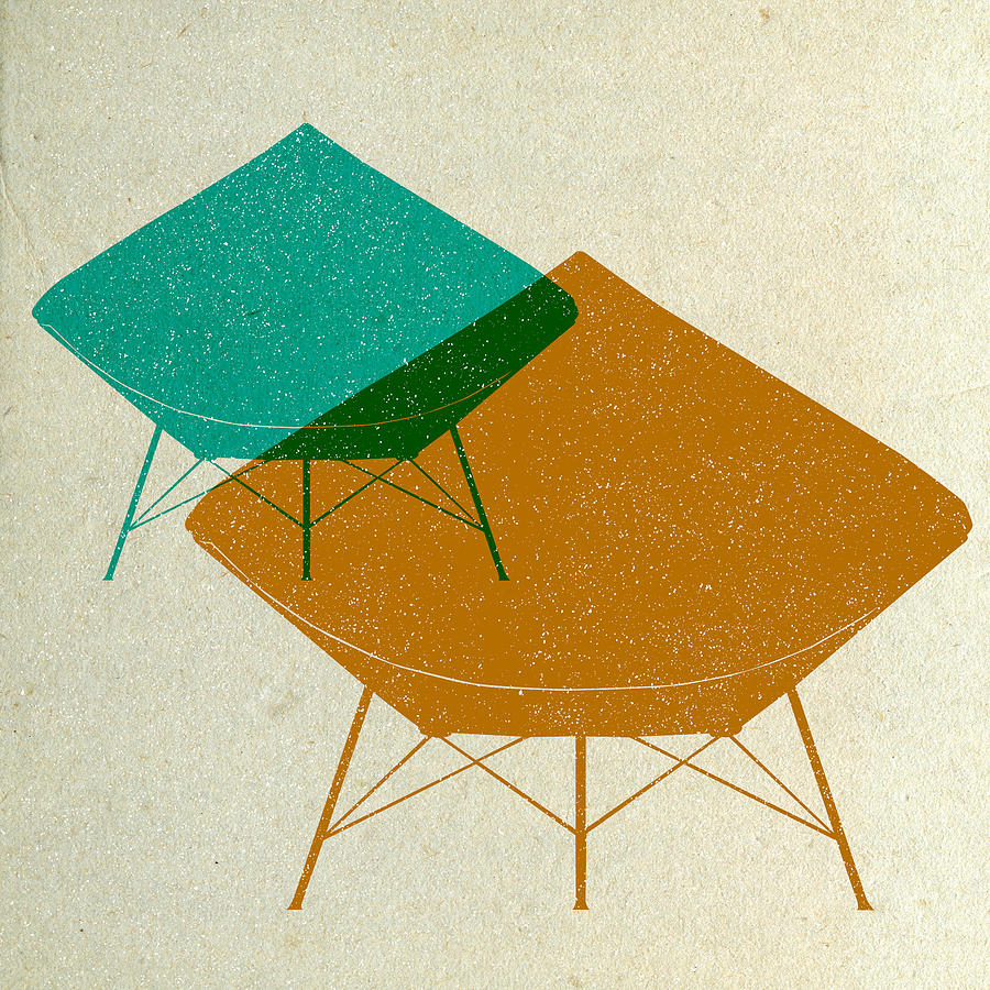 Mid-century Digital Art - Dimond Lounge Chairs II by Naxart Studio Mid-century Digital Art - Dimond Lounge Chairs II by Naxart Studio
