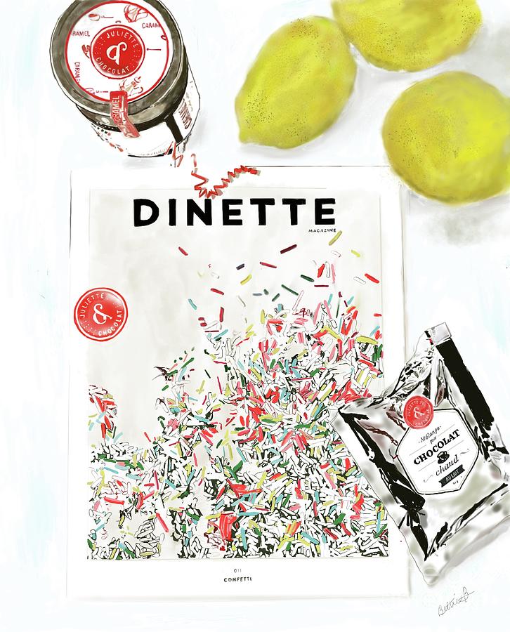 Dinette et Chocolat Drawing by Beth Saffer