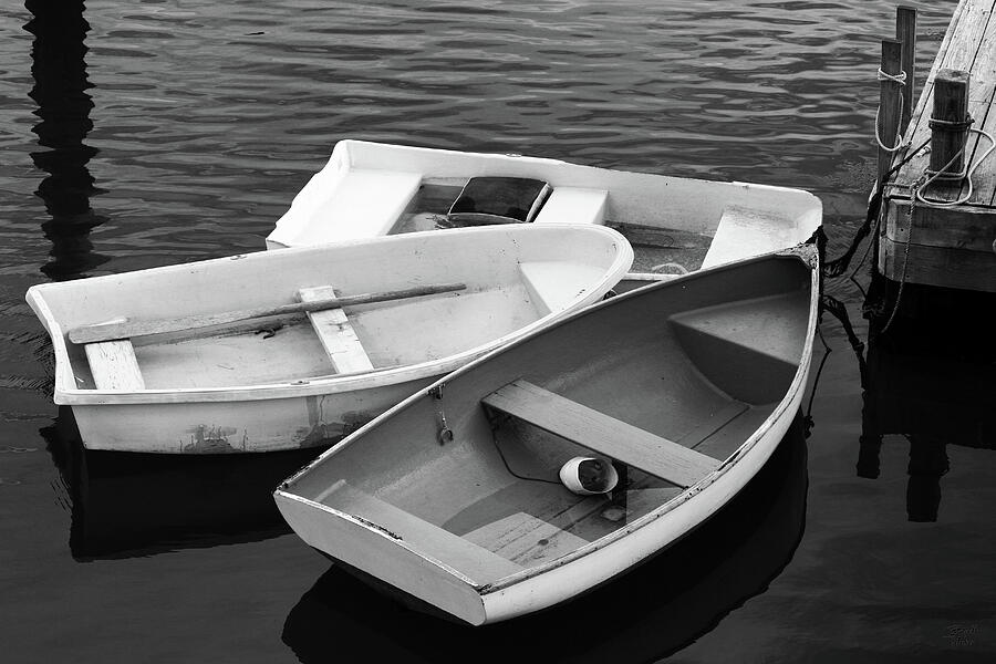 Dinghies in Black and White - Acadia National Park, Maine Photograph by Brett Pelletier