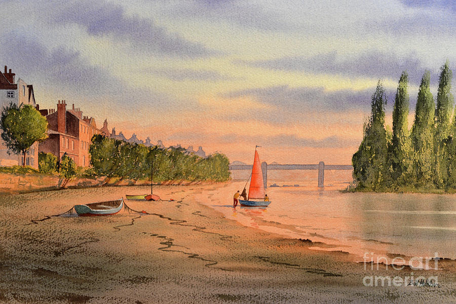 Dinghy Sailing at Strand-On-The-Green London Painting by Bill Holkham