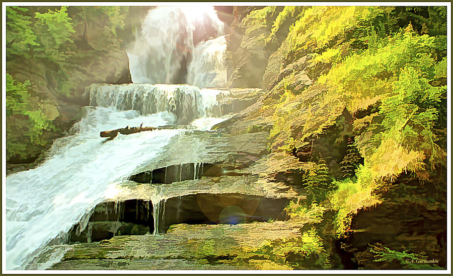 Dingmans Falls, Pocono Mountains, Pennsylvania Digital Art by A Macarthur Gurmankin