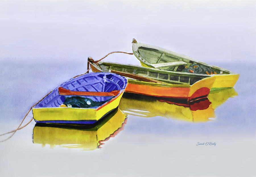 Dingy Boats Watercolor Painting by Sandi OReilly