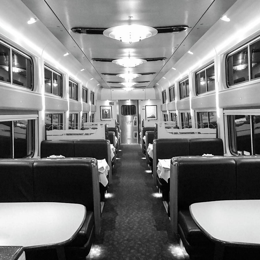 Black And White Photograph - Dining Car by Sharon Popek