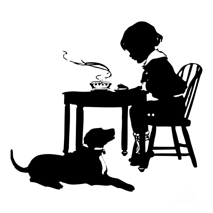 Dining with the Dog Silhouette Digital Art by Rose Santuci-Sofranko