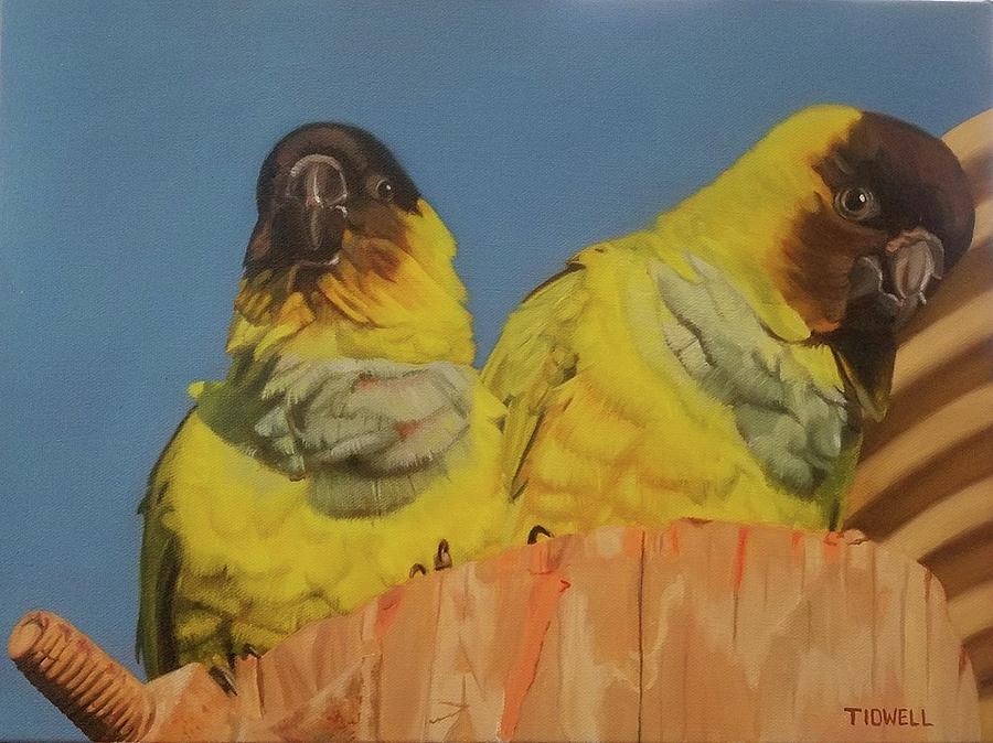 Dinner for Two Parrots Painting by Deborah Tidwell Artist