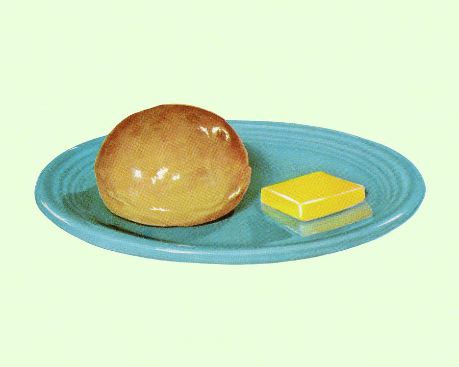 Dinner Roll and Butter Drawing by CSA Images Pixels