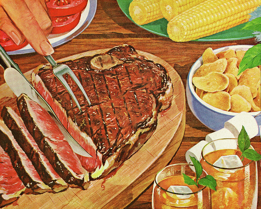 Summer Drawing - Dinner with Grilled Steak by CSA Images