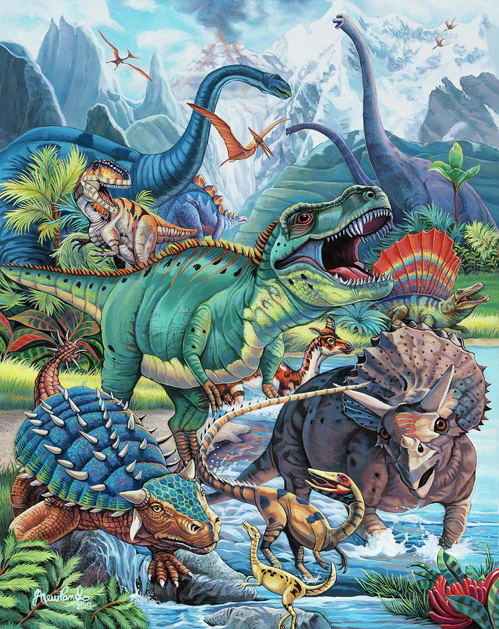 Prehistoric Painting - Dino by Jenny Newland