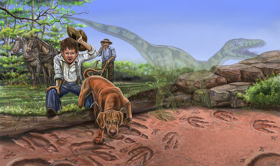 Animal Painting - Dino Tracks 1 by Cathy Morrison Illustrates