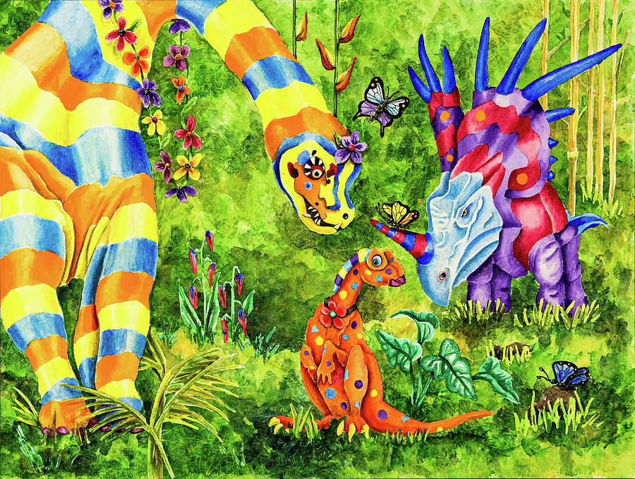 Dinosaur Painting - Dinos by Charlsie Kelly