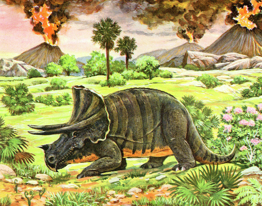 Prehistoric Drawing - Dinosaur in the Jungle by CSA Images