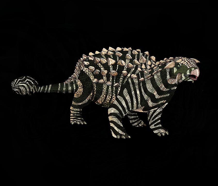 Dinosaur Zebra Ankylosaurus 1 Drawing by Joan Stratton