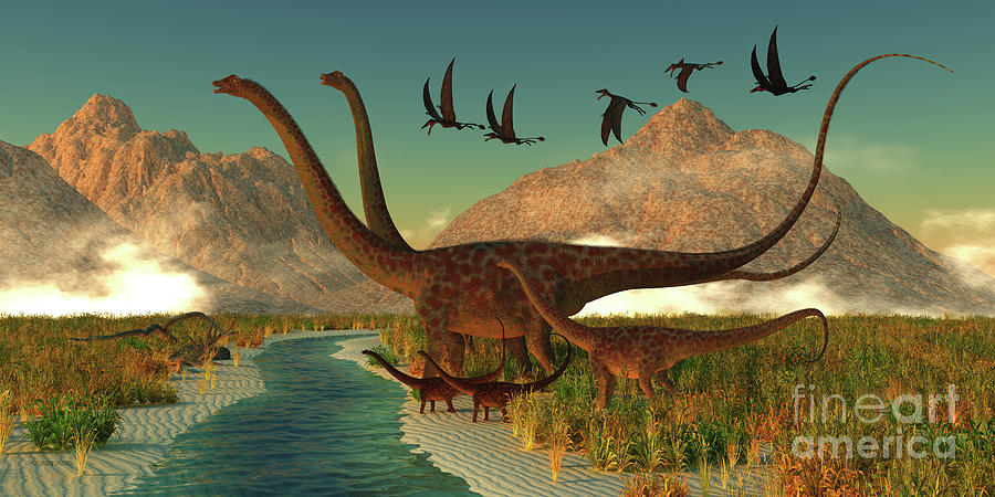 Diplodocus Dinosaur Afternoon Digital Art