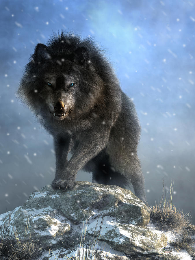 Prehistoric Digital Art - Dire Wolf by Daniel Eskridge