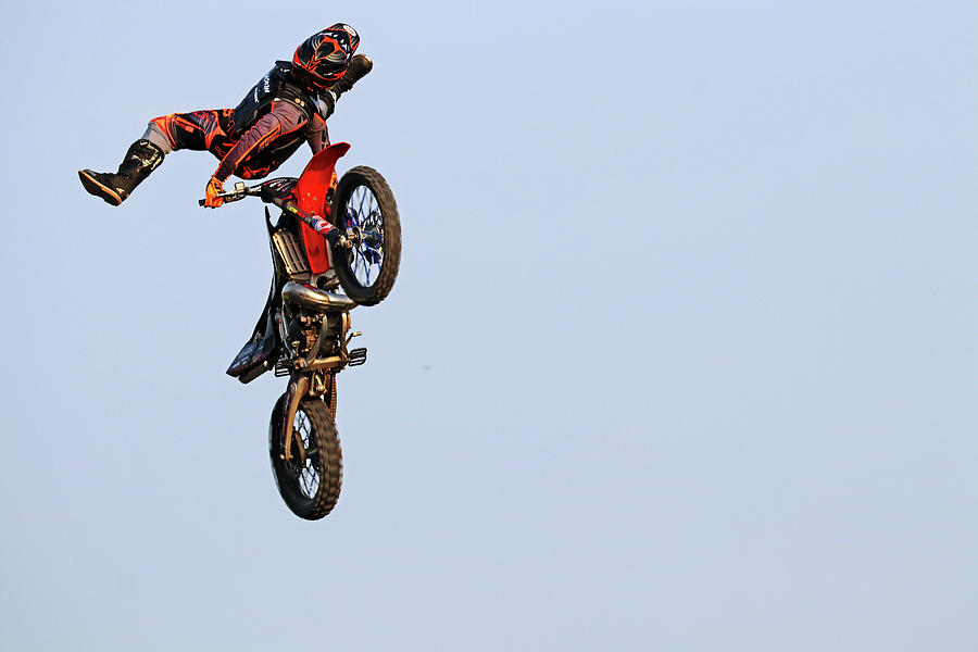 Dirt Bike Stunts - In The Air IX Photograph by Debbie Oppermann