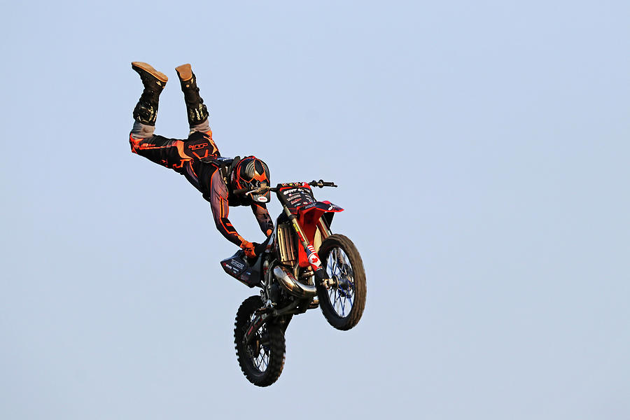 Dirt Bike Stunts - In The Air XI Photograph by Debbie Oppermann