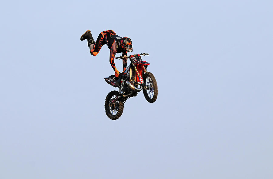 Dirt Bike Stunts - In The Air XIV Photograph by Debbie Oppermann
