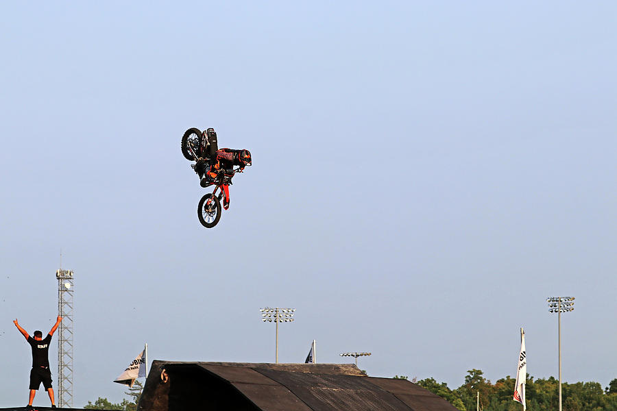 Dirt Bike Stunts - In The Air XVIII Photograph by Debbie Oppermann