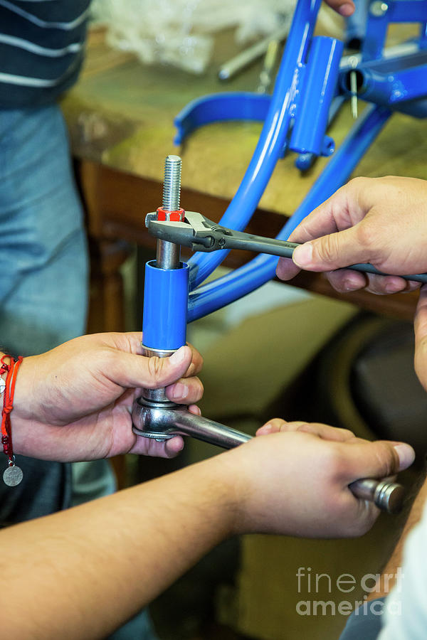 Disable Workers Assembling Wheelchair Photograph by Science Photo Library Disable Workers Assembling Wheelchair Photograph by Science Photo Library