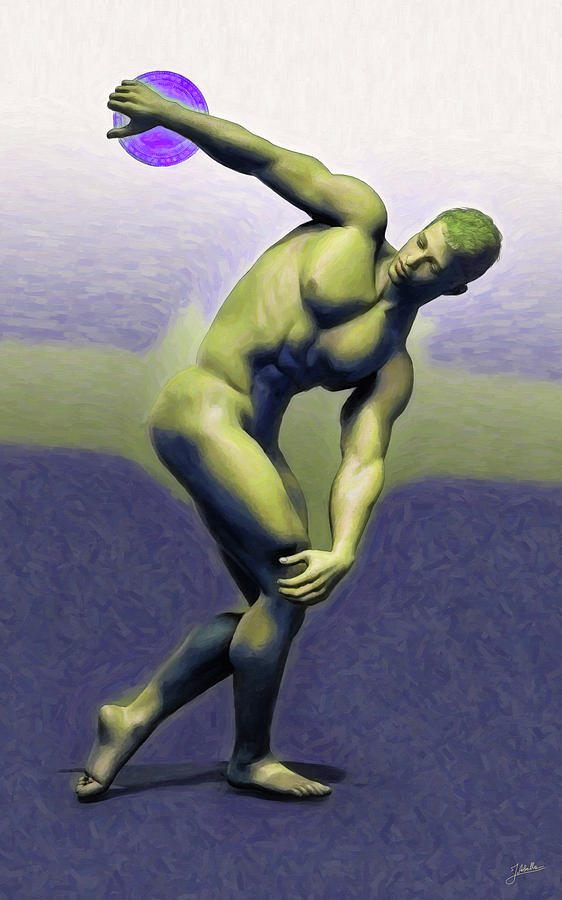 Athlete Digital Art - Discobolus Green by Joaquin Abella