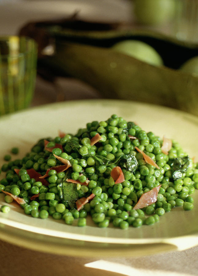Dish Of Peas With Diced Bacon Photograph by Caillaut