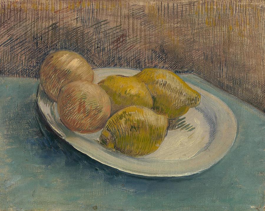 Dish with Citrus Fruit. Painting by Vincent van Gogh -1853-1890-