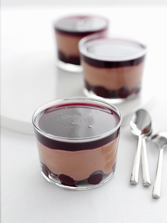Dishes Of Cherry Chocolate Mousse Photograph by Brett Stevens