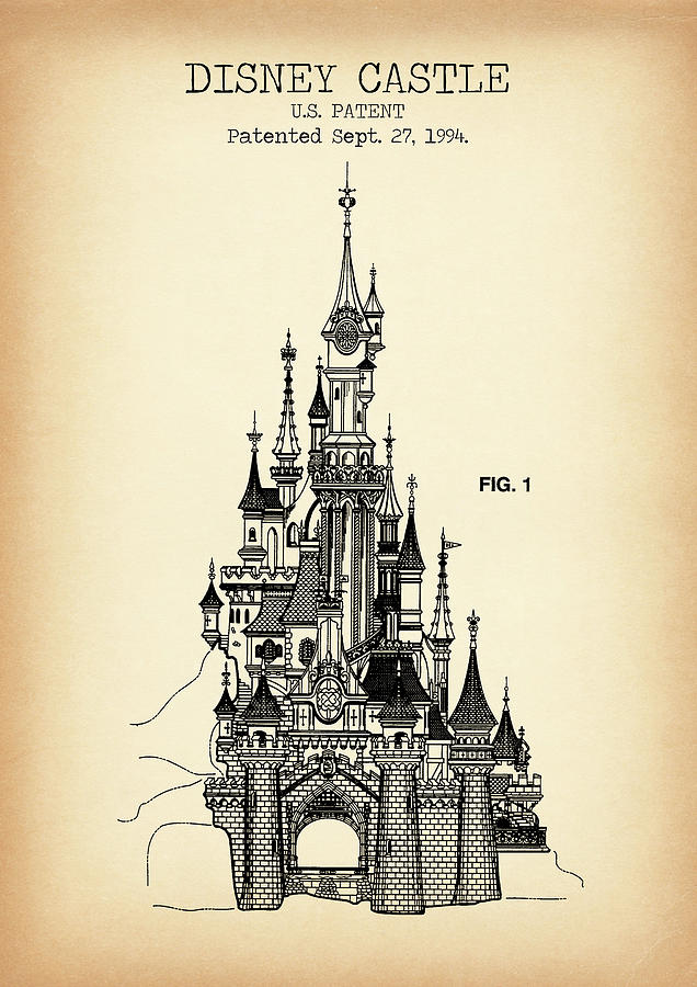 Disney Castle Vintage Patent Digital Art By Dennson Creative Pixels