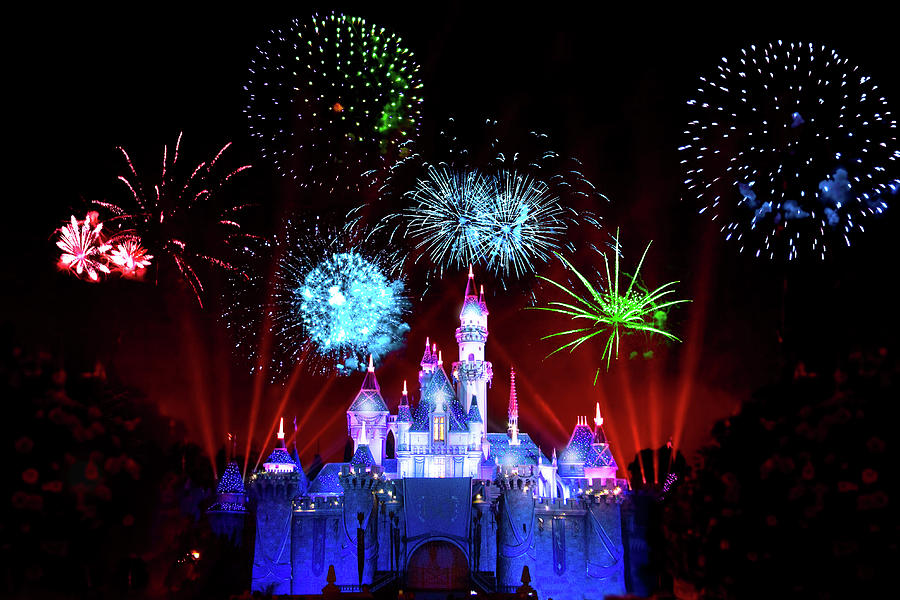 Castle Photograph - Disneyland Fireworks At Sleeping Beauty Castle by Mark Andrew Thomas