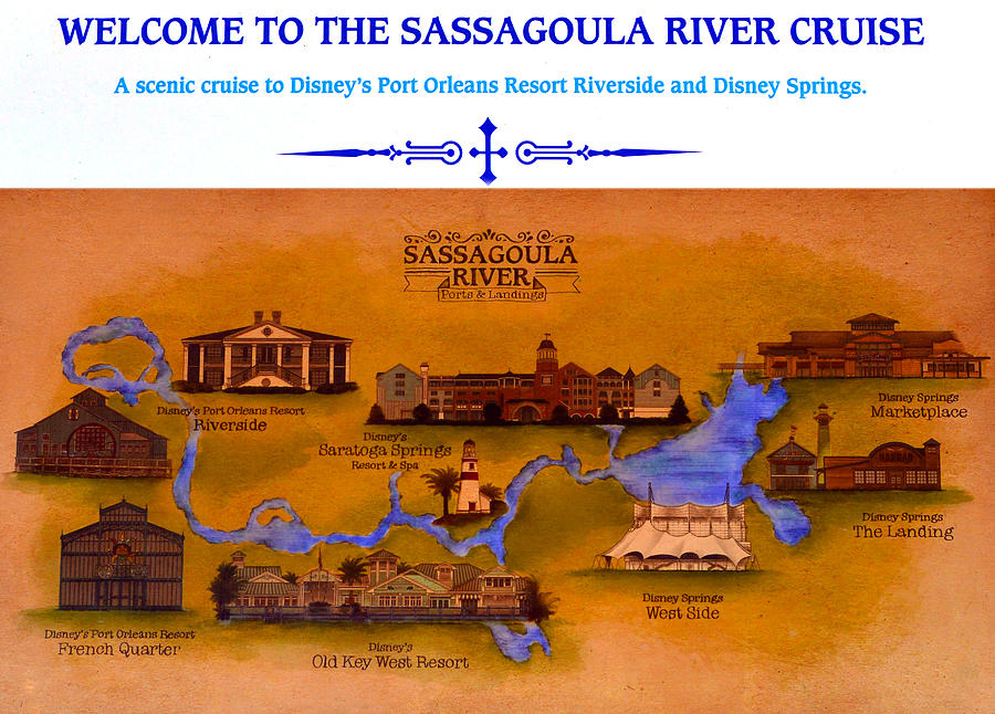 Disneys Sassagoula River Map Photograph by David Lee Thompson