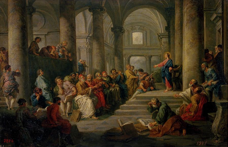 Disputa de Jesus con los doctores, ca. 1725, Italian School, Canvas, 4... Painting by Giovanni Paolo Pannini -1691-1765-