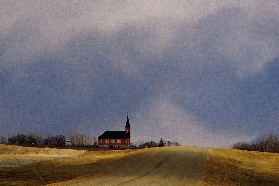 Church Digital Art - Distant Red Church On A Stormy Day by Images Undefined Church Digital Art - Distant Red Church On A Stormy Day by Images Undefined