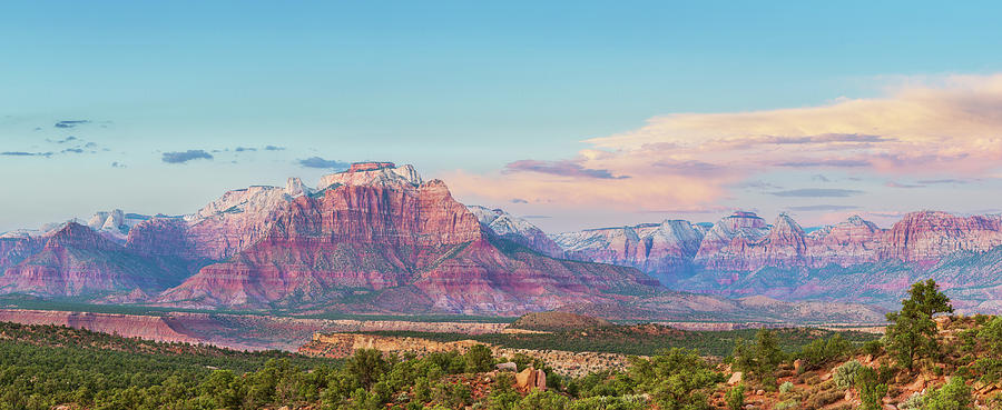 Distant View of Zion National Park at Sunset Photograph by Alex Mironyuk