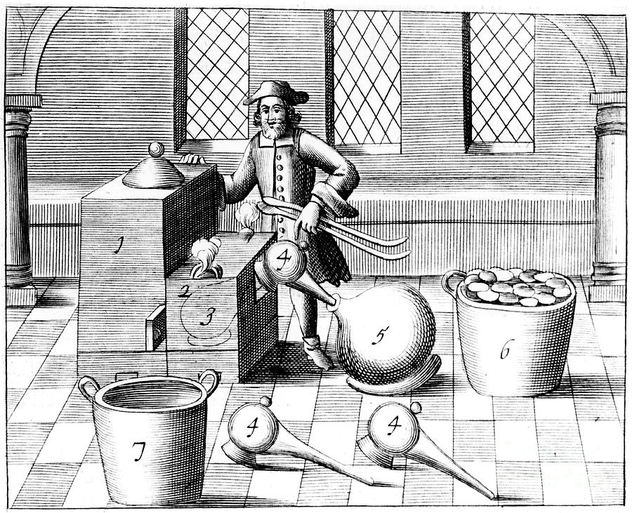 Distillation Of Nitric Acid, 1683 Drawing by Print Collector