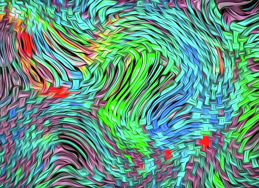 Distortion Chaos Blue Green Digital Art by Don Northup