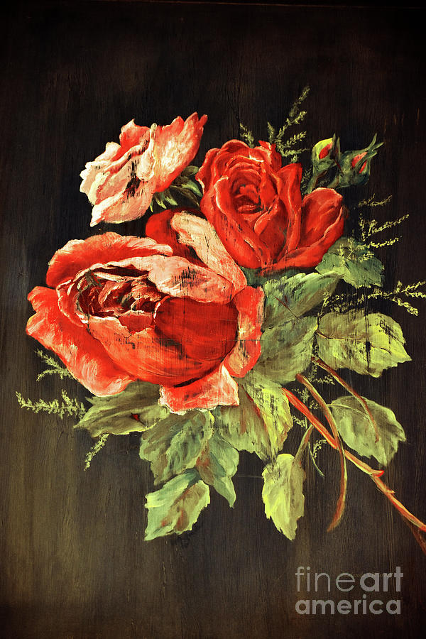 Distressed Roses Painting by Malanda Warner
