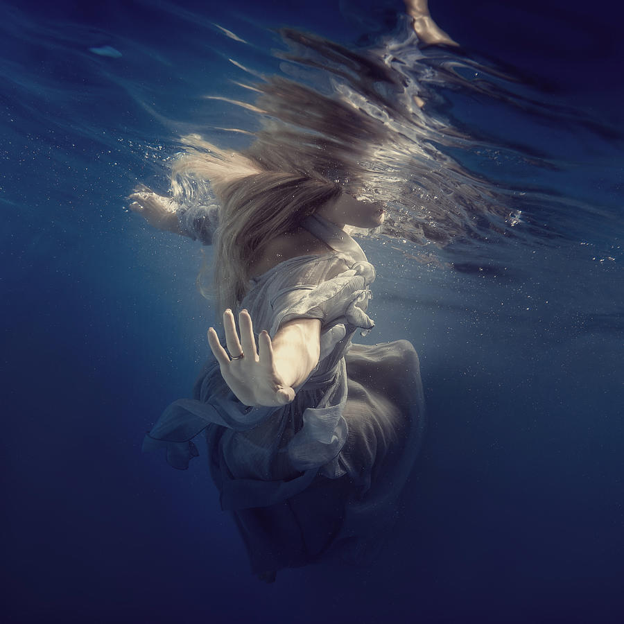 Girl Photograph - Dive Into The Blue by Dmitry Laudin