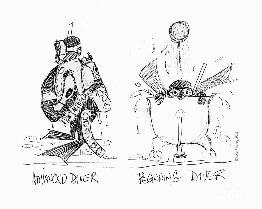 Divers - Old and New Drawing by Art MacKay