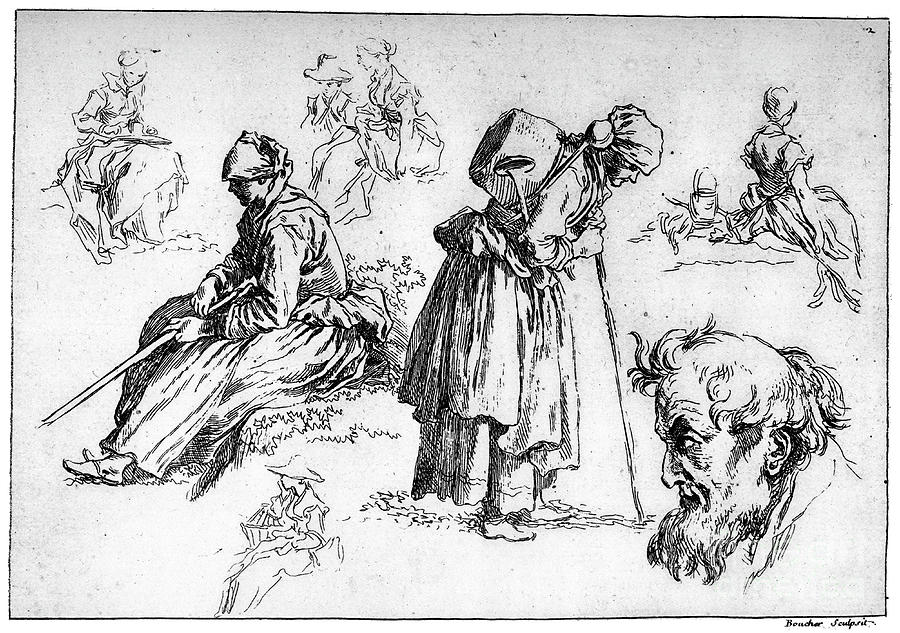 Diverse Figures, C1720-1770, 1924 Drawing by Print Collector