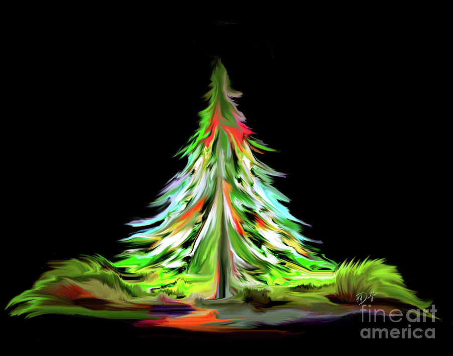 Christmas Painting - Tree in Liquid Light by Tracy Delfar