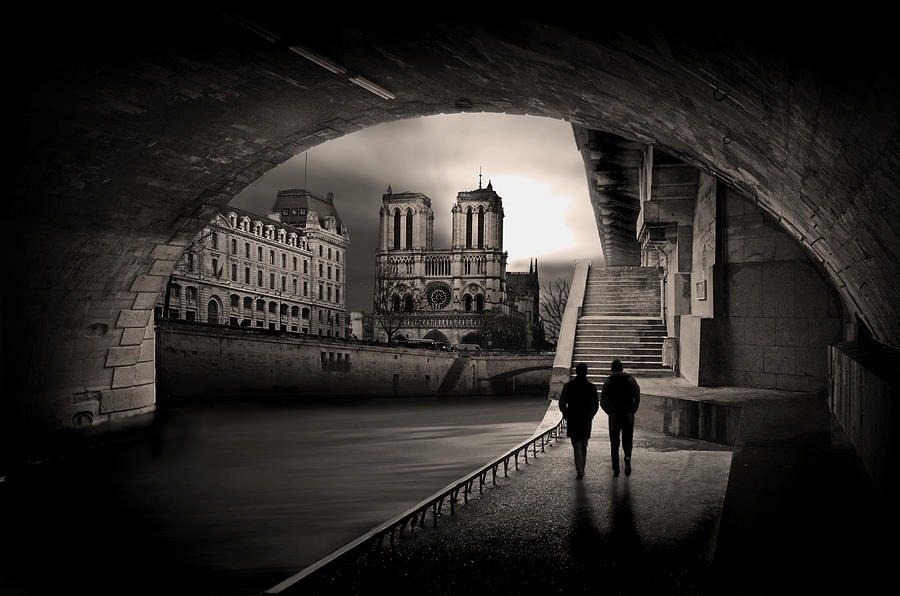 Notre Dame Photograph - Diving In The Middle Age by Pierre Bacus