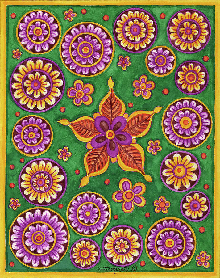 Flower Painting - Diwali With Lamps by Andrea Strongwater