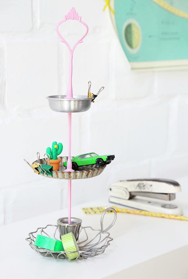 Diy Cake Stands Made From Recycled Cake Tins And Candlestick Photograph by Thordis Rggeberg