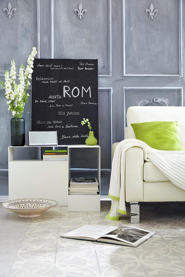 Diy Wall Panelling And Chalkboard In Living Room Photograph by Greenhaus Press