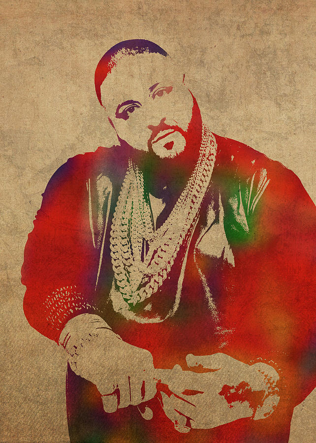 DJ Khaled Watercolor Portrait Mixed Media by Design Turnpike