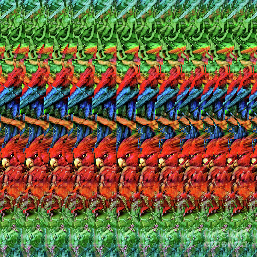 DNA Autostereogram Qualias Parrots 1 Digital Art by Russell Kightley