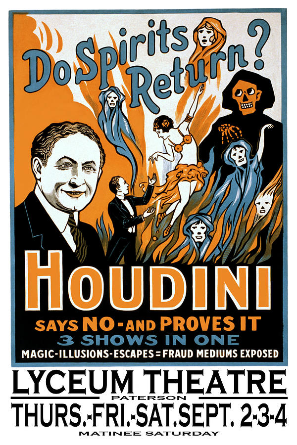 Do spirits return? Houdini says no Painting by Unknown